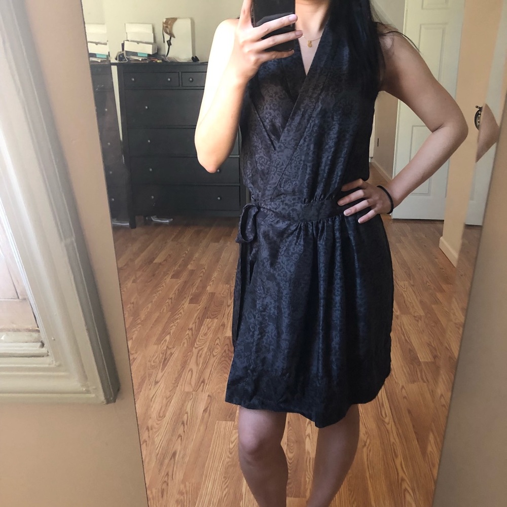 Theory silk wrap dress in deep blue size 2